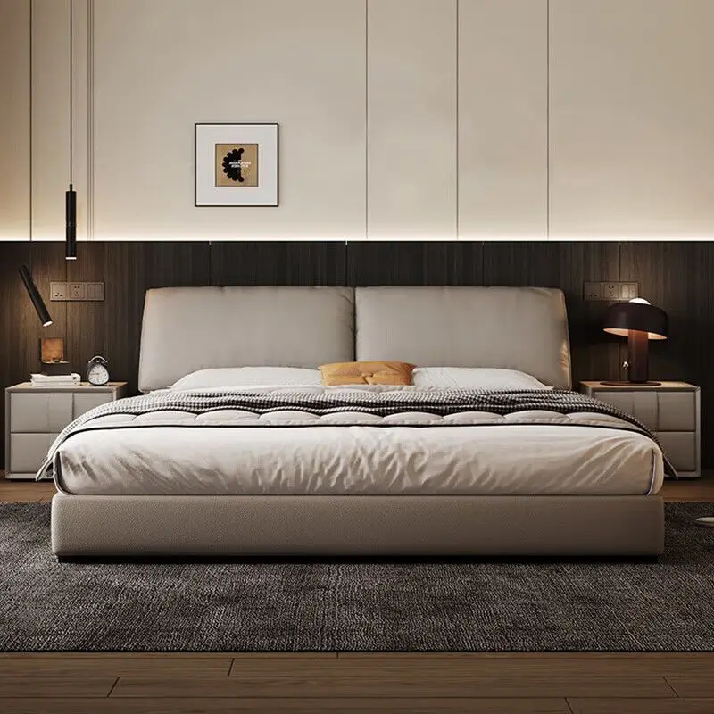 Customizable Letto matrimoniale in pelle dal design europeo per bambini, sicuro, per ragazze, camera da letto moderna,