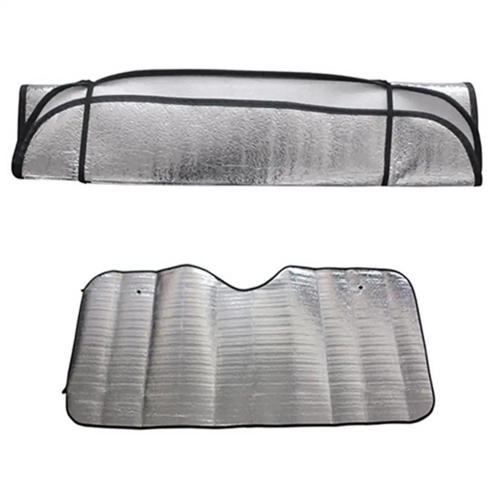Winter Summer Foldable Car Windshield Visor Cover Front Rear Block Window Sun Shade Silver