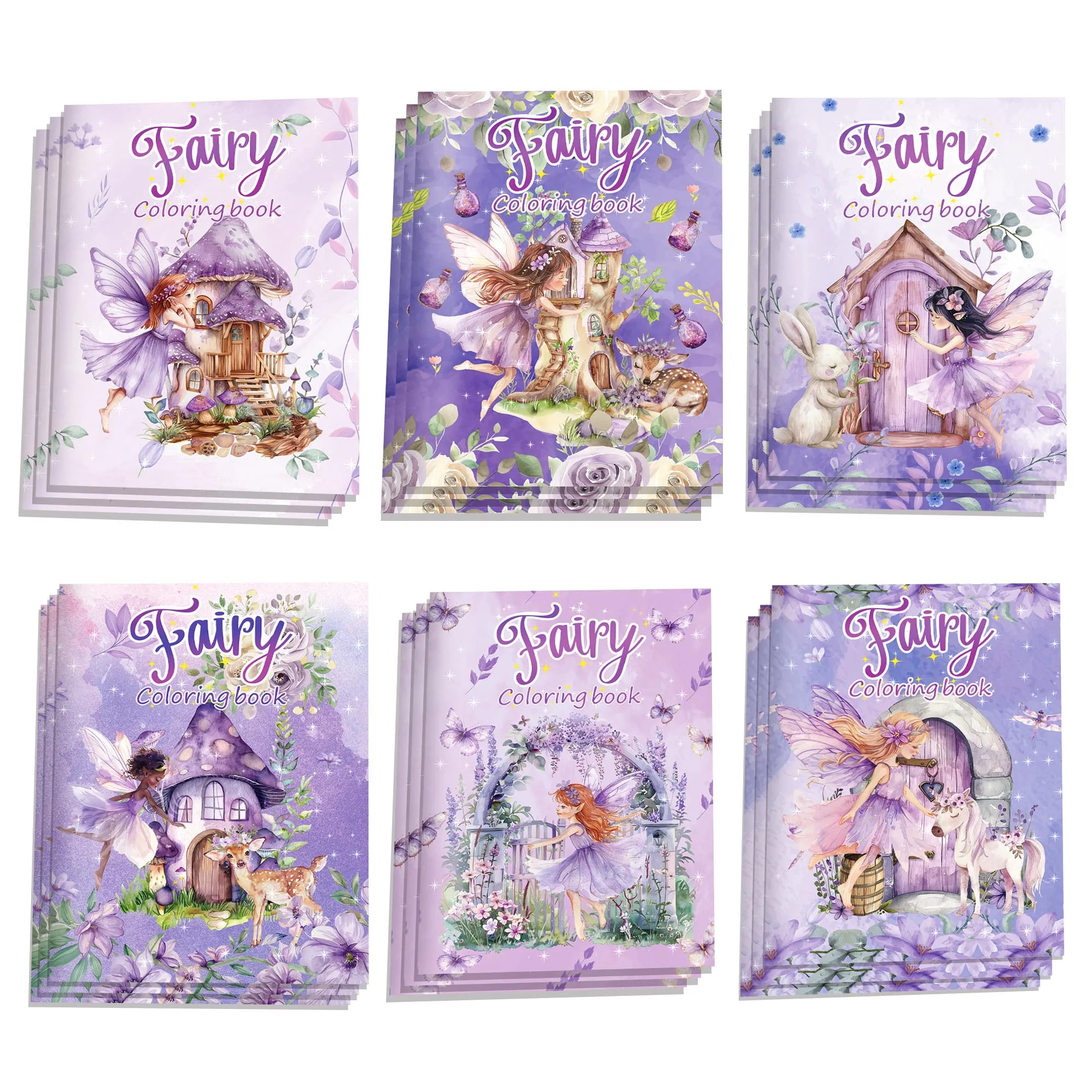 6/12/24 unidades: mini libros para colorear con motivos de cuentos de hadas, con diseños de casas de hongos y unicornios, ideales como regalos para fiestas de cumpleaños y para rellenar bolsas de sorpresas.