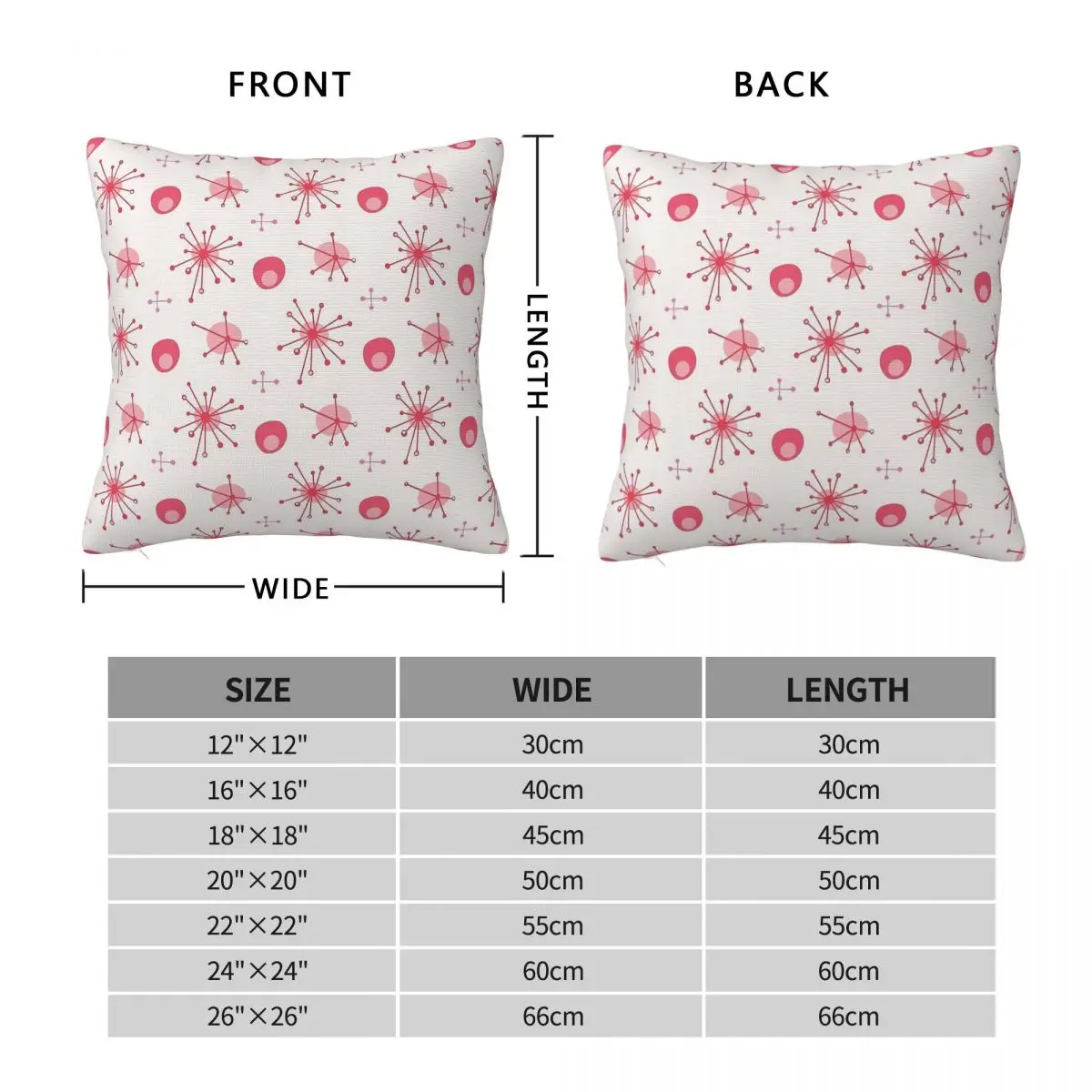 Atomic Age Starburst Pink Square Pillowcase Polyester Linen Velvet Creative Zip Decor Sofa Seater Cushion Cover