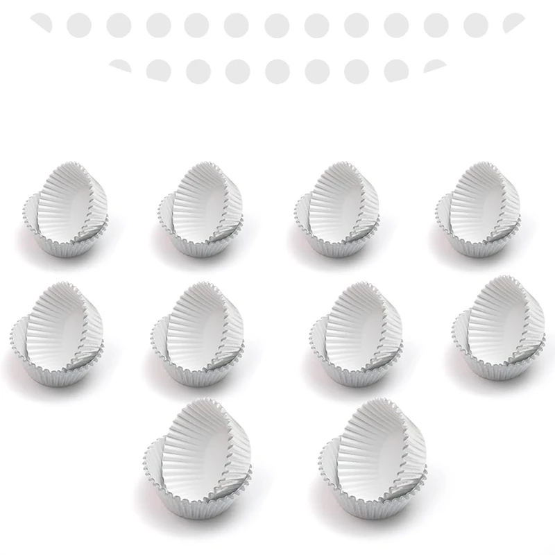 A74E-Mini 500 Uds. Revestimientos para cupcakes de lámina plateada para hornear tazas gruesas y resistentes, resistentes al aceite, papel de revestimiento para muffins