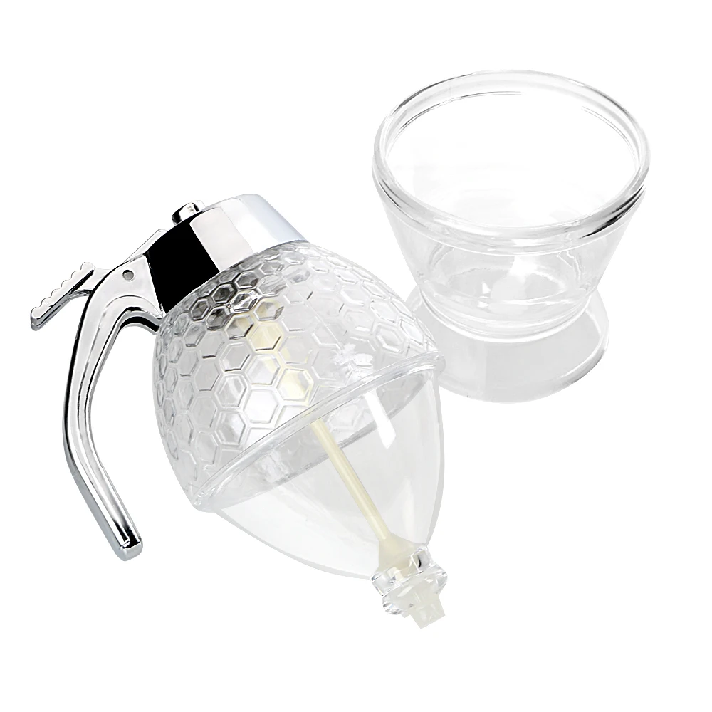 Bee Honey Jar Squeeze Bottle Storage Pot Stand Kitchen Accessory Juice Syrup Cup Drip Dispenser Holder Kettle Container
