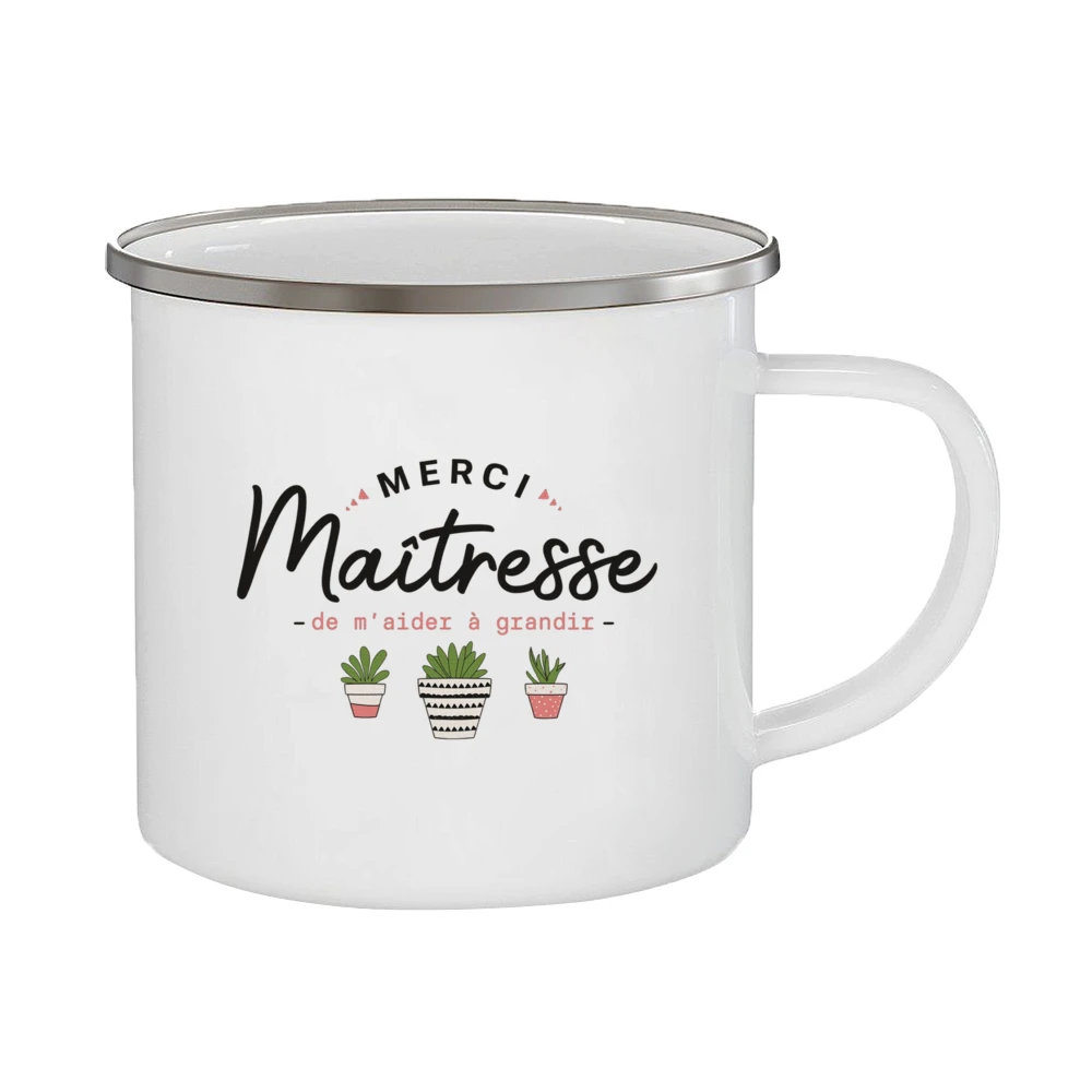 Thank You Mistress Enamel Cups Gift Idea for Teacher Coffee Mug Cup Teacher Appreciation Gift Merci Maîtresse Enamel Cups - view 4