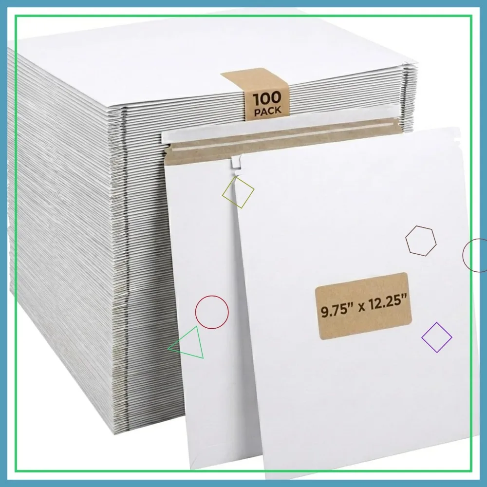 

9x12 Rigid Mailers 100 Pack - Cardboard Envelopes for Photos & Documents, Stay Flat