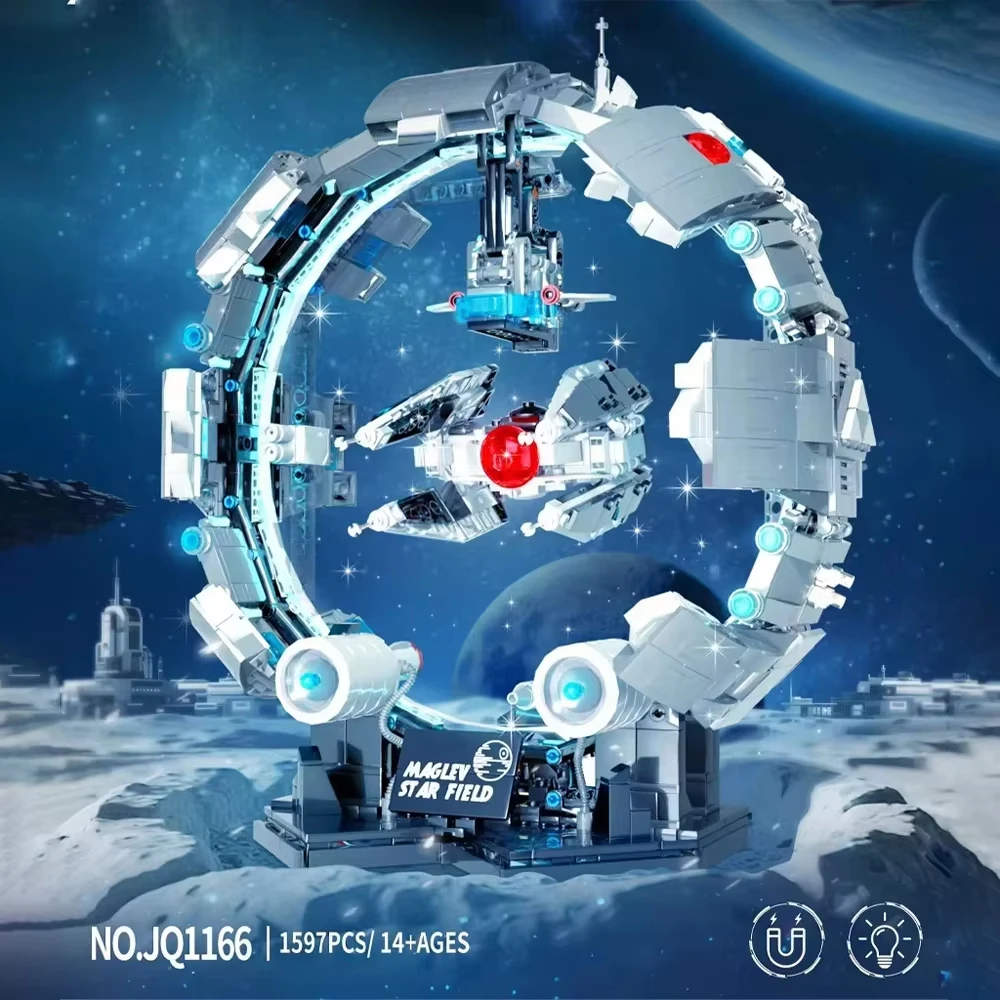 Zestaw modelarski statku kosmicznego z lewitacją magnetyczną - projekt budowlany STEM z efektem antygrawitacyjnym, zabawka naukowa z diodami LED dla nastolatków i dorosłych