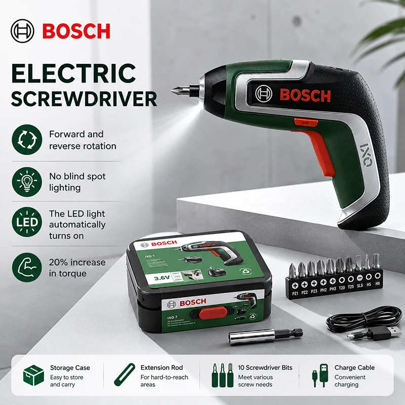 Bosch Bosch IXO7 Electric Screwdriver Set 1 Host 10 Batch Head 1 Extension Rod 1 Charging Line