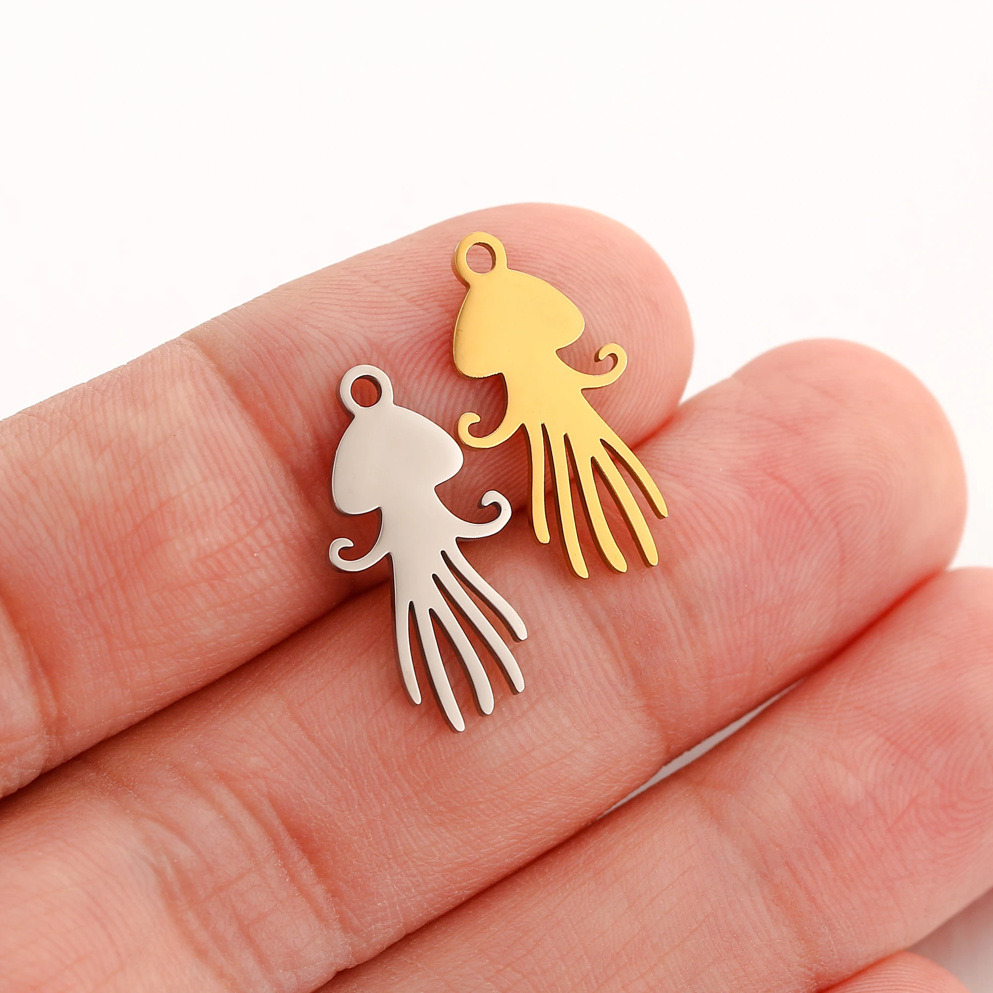 5 teile/los Gold Farbe Marine Tier Octopus Meer Fisch Conch Seestern Charms Edelstahl Anhänger Für Schmuck Machen Zubehör – Detail 10