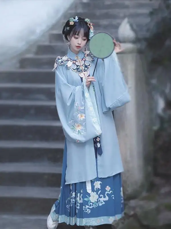 Hanfu Ming Made Long Sleeved Shirt With A Hundred Layers Embroidered Cloud Shoulder Hanfu Women's Chinese Style Costume