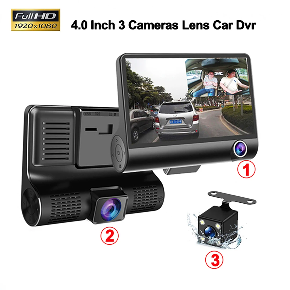 

Car DVR 3 Cameras HD 1080P 4.0 Inches Dash Cam Car Video Recorder Auto Registrator Dvrs Dash Cam with 3 Ways Cameras for vehicle