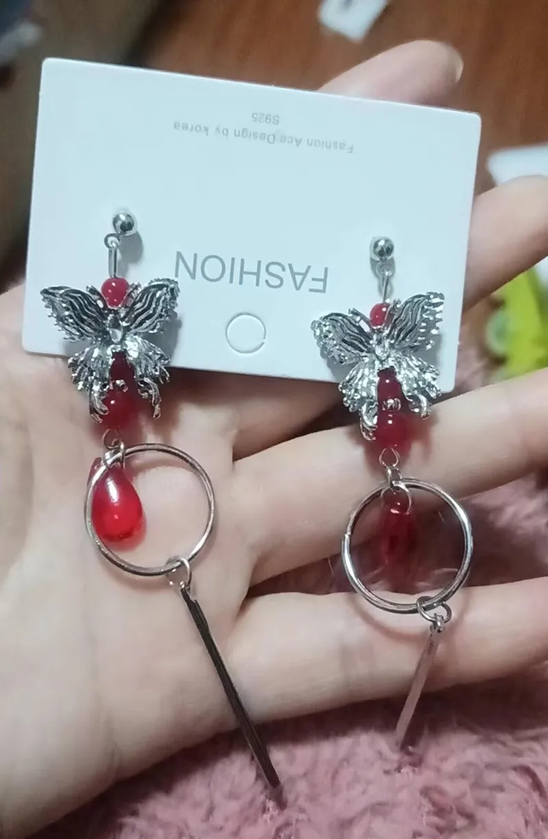 Anime Tian Guan Ci Fu Earrings Hua Cheng Cosplay Cute Butterfly Ear Stud Ear Clip Heaven Official’s Blessing Jewelry Accessories