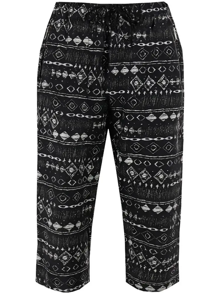 K Cool Ice Pattern 7/8 Length Men's Training Pants Summer 7/8 Length Tracksuit Banding Spandex Pants