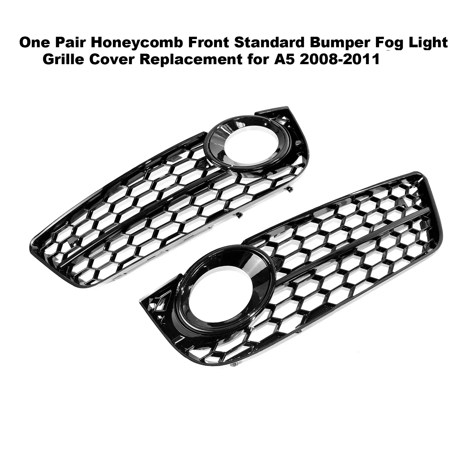 

Fog Light Grilles Black ABS Honeycomb Air Intake Covers Direct Fit Replacement For Audi A5 2008-2011 8T0807681 8T0807682