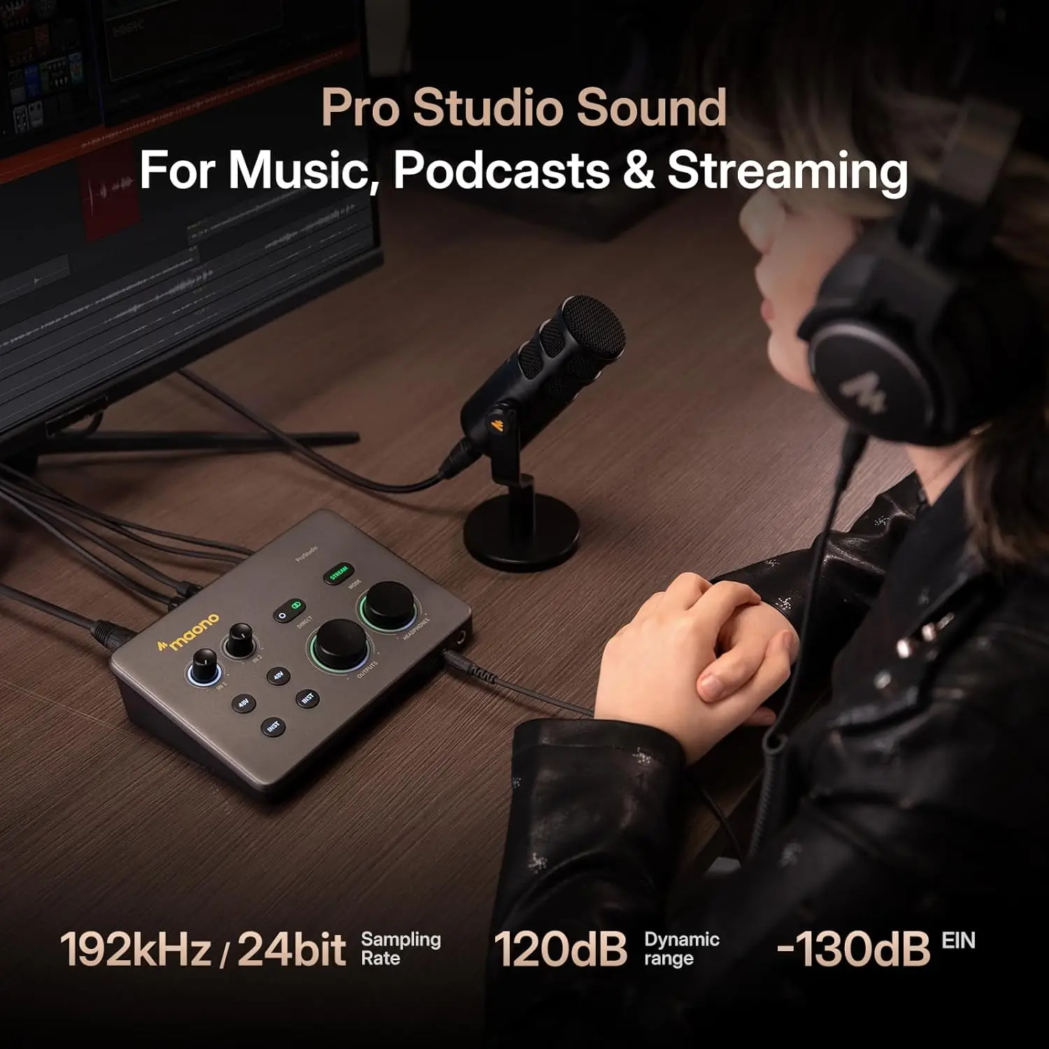 MAONO P2 Hybrid USB Audio Interface Mixers Dual XLR for PC Phone iPad Guitar 56dB Gain Loopback for Podcast Streaming Recording view 2