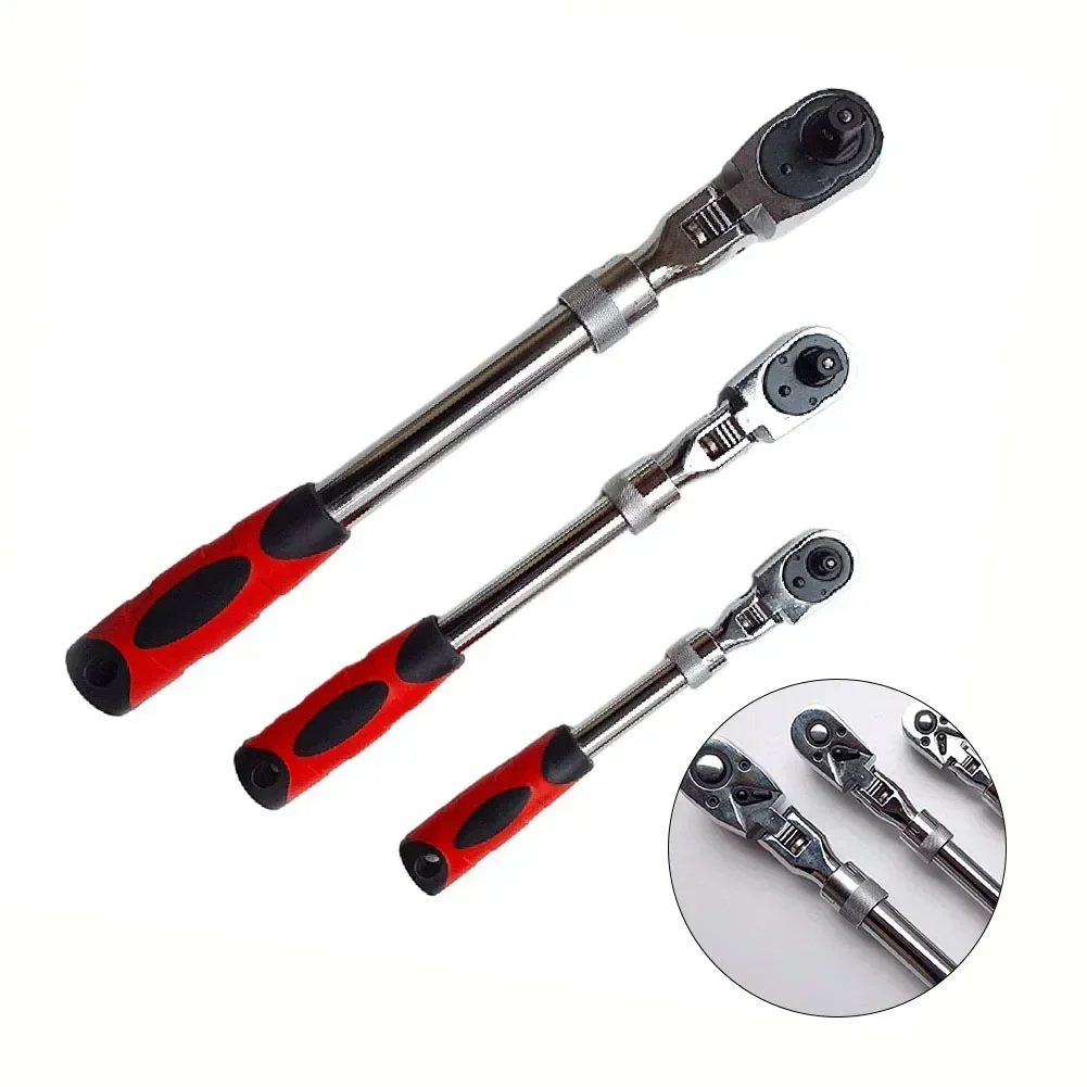 Chave de Catraca de Cabeça Flexível de 72 Dentes Chave Extensível para Oficinas de Garagem Ferramentas Manuais de Reparo Automático
