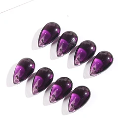 20PC Purple Luster Angel Tear Crystal Bead Faceted Prism Glass Water Droplet Flatback Pendant Sun Catcher Earring Necklace Parts