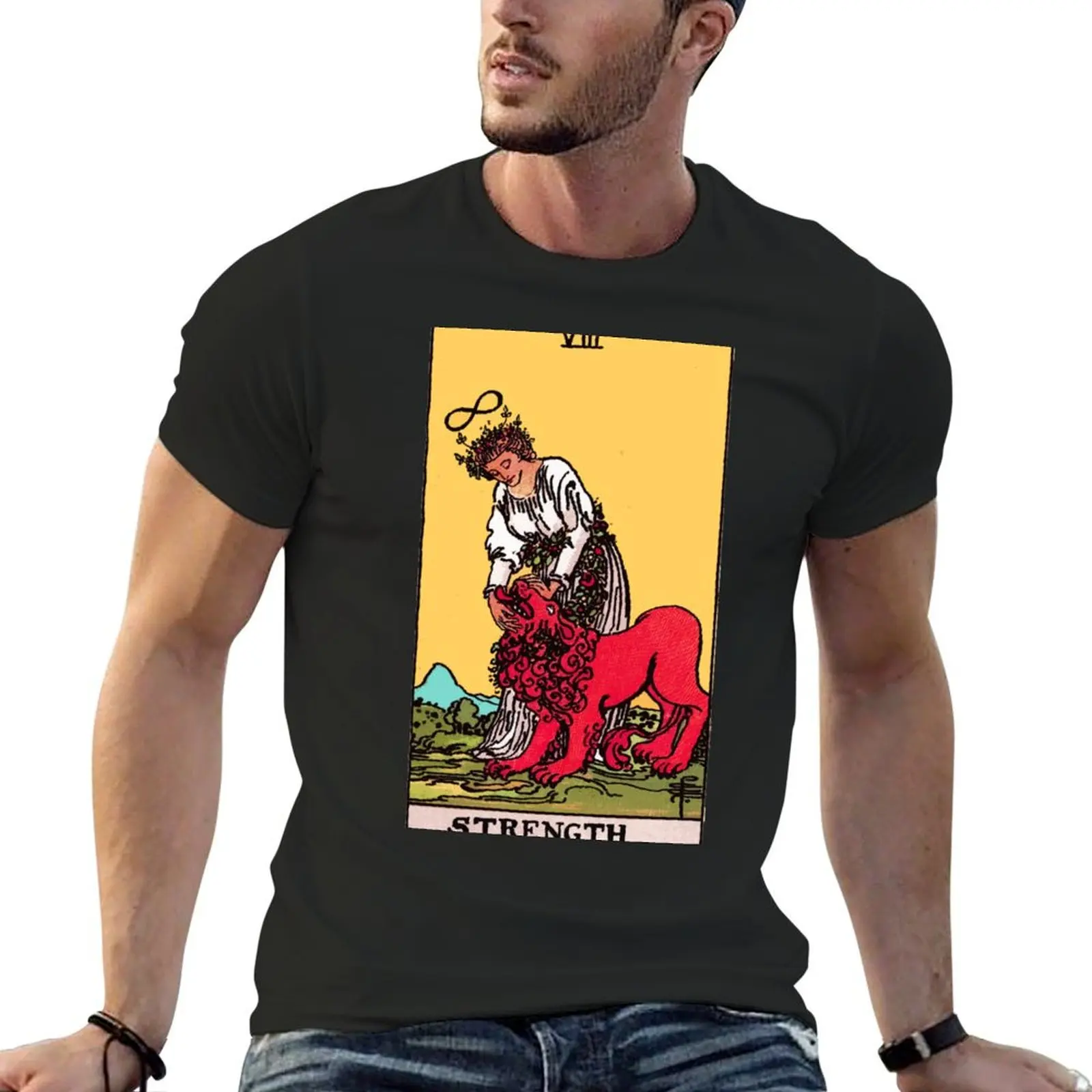 Strength Tarot Card Rider Waite Classic T-Shirt anime tshirt baggy shirts mens t shirts top quality