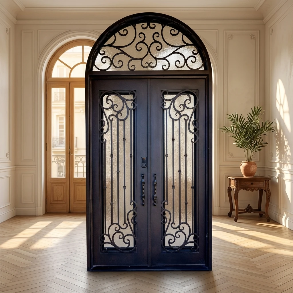 European wrought iron door, wrought iron villa garden main entrance driveway security door, custom factory wholesale OEM design