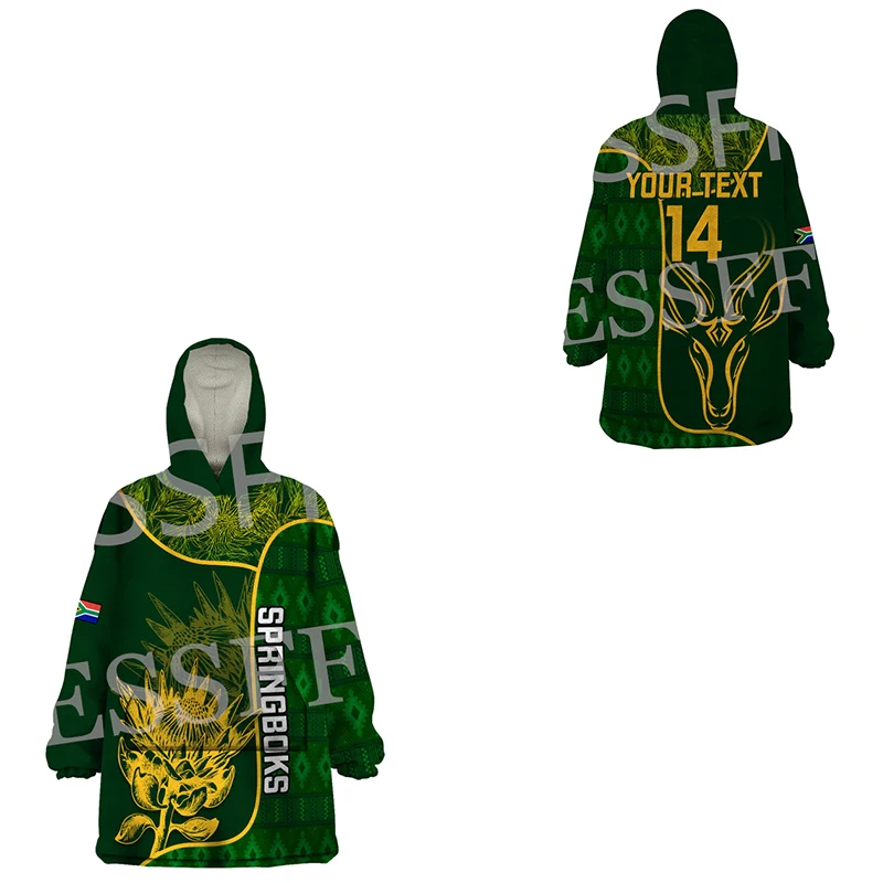 Custom Name Africa Country South Africa Flag Tattoo Vintage 3DPrint Harajuku Winter Pullover Wearable Blanket Hoodies Overcoat Q