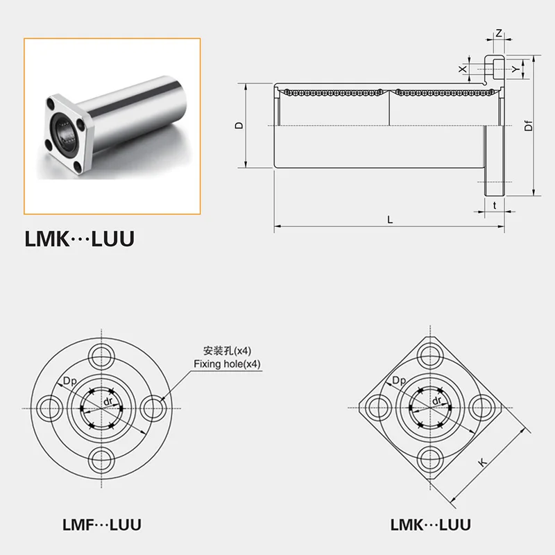 Imagem -06 - Precisão Myt Flange Bearing Lmk10luu 10x19x55 mm Rolamento de Esferas para Impressora 3d Haste Linear Peças Cnc Vzbot Vz235 Vz330 Alta