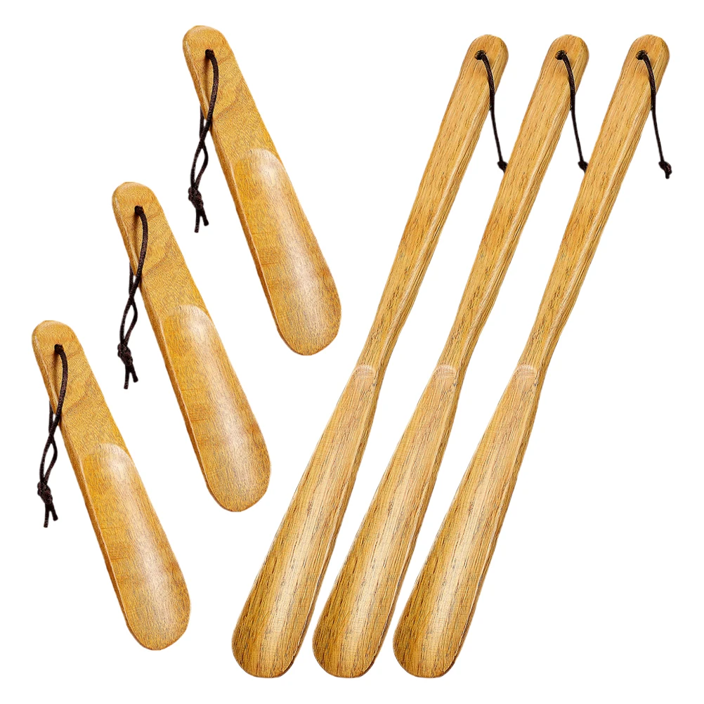 

6pcs Wooden Shoehorn Set Solid Wood Long Handled Shoe Helper Stick for Home Travel Durable Easy Care Shoe Attachment Boot Horn