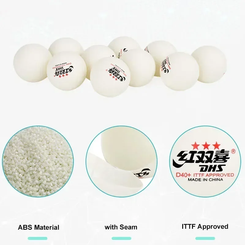 10PC/BOX 3 Stars DHS Ping Pong Balls  ABS New Material D40+ Table Tennis Balls  With ITTF Approved For Professional Competition