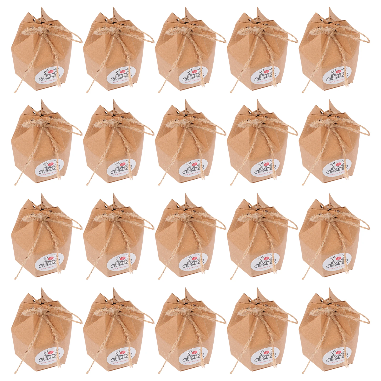 

50 Pcs Storage Box Christmas Candy Gift Treat Hemp Rope Paper Boxes Cookies