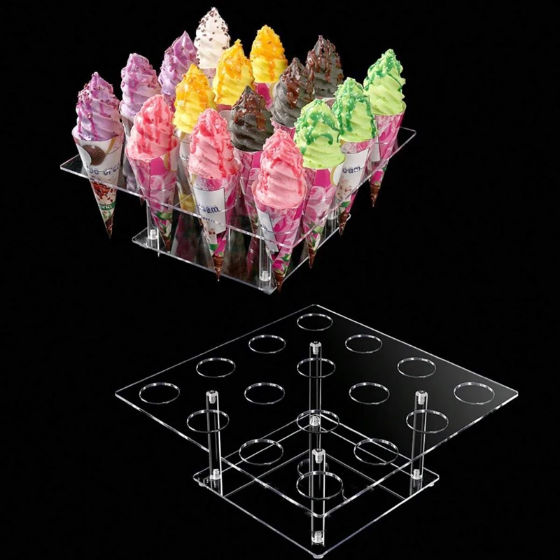 6/16 Holes Desktop Storage Rack Ice Cream, Cone Storage Bracket Detachable Acrylic Perfume Figure Display Stand