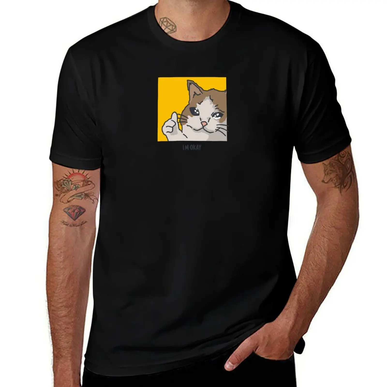 Everything’s Good Cat - Sad Cat Meme T-Shirt Casual Everyday Short Sleeve T-Shirt