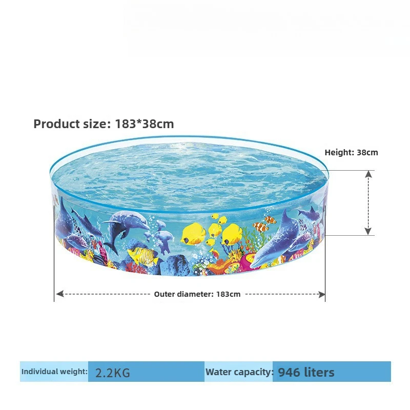 Family Inflatable Pool Circular Kids Water Play Center with Thick Rubber Base Drain Valve, Outdoor Splash Pad for Summer