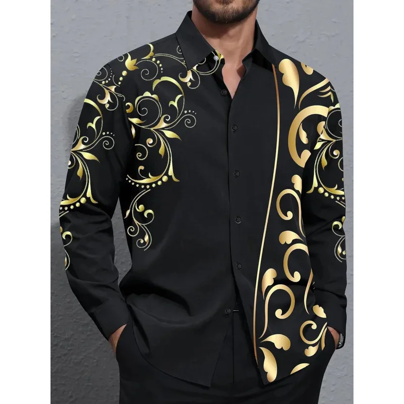 

Мужские рубашки, рубашки на пуговицах, повседневные рубашки, весна и лето, длинные рукава с принтом Топы модная удобная мужская одежда