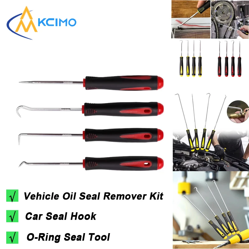 

4Pcs Car Oil Seal Remover Kit Durable Gasket Puller Set O-Ring Seal Hook Pick Tool Auto Repair Screwdriver Accessories