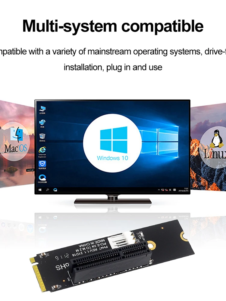 Переходник NGFF M.2 в PCI-E 4X, совместимый с интерфейсом PCI-e X1 X4 X8 X16, упаковка статического пакета