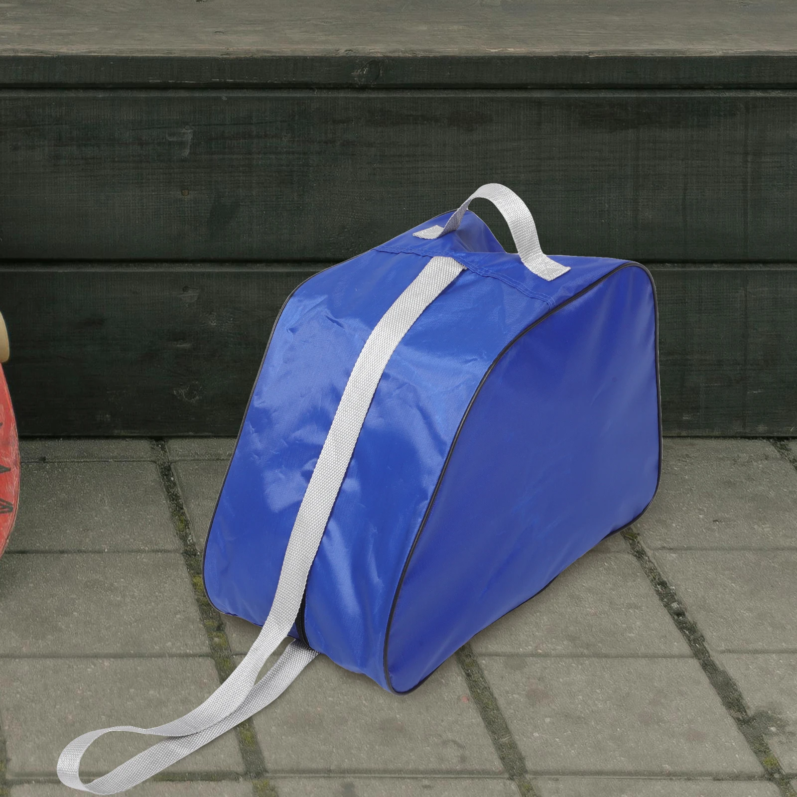Bolsa de patín portátil azul, correa de hombro ajustable, patines en línea de hielo, diseño multifuncional, tela Oxford duradera y elegante