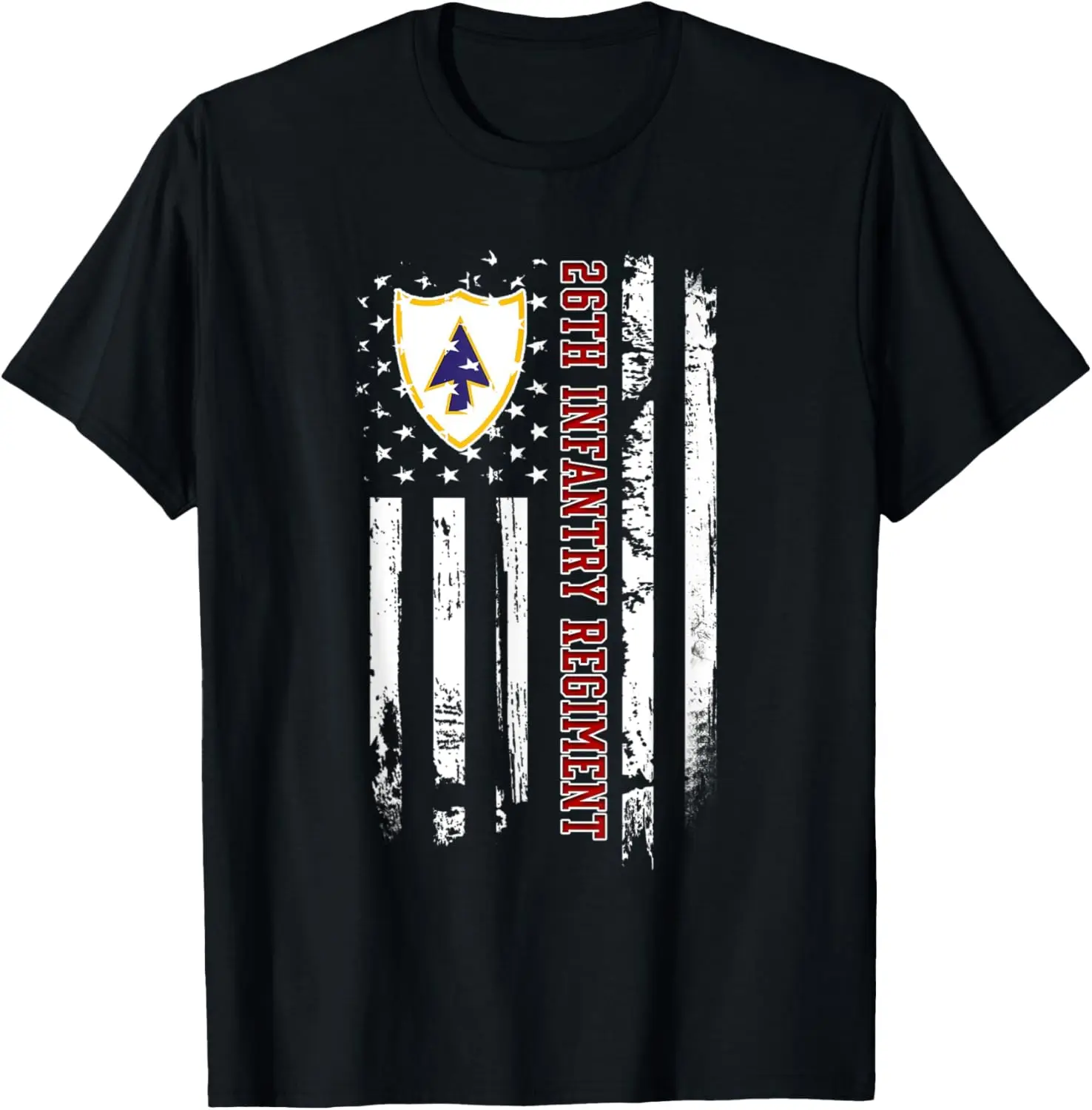 

26th Infantry Regiment USA Flag Veterans Day Xmas T-Shirt 100% Cotton O-Neck Short Sleeve Summer Casual Mens T-shirt Streetwear