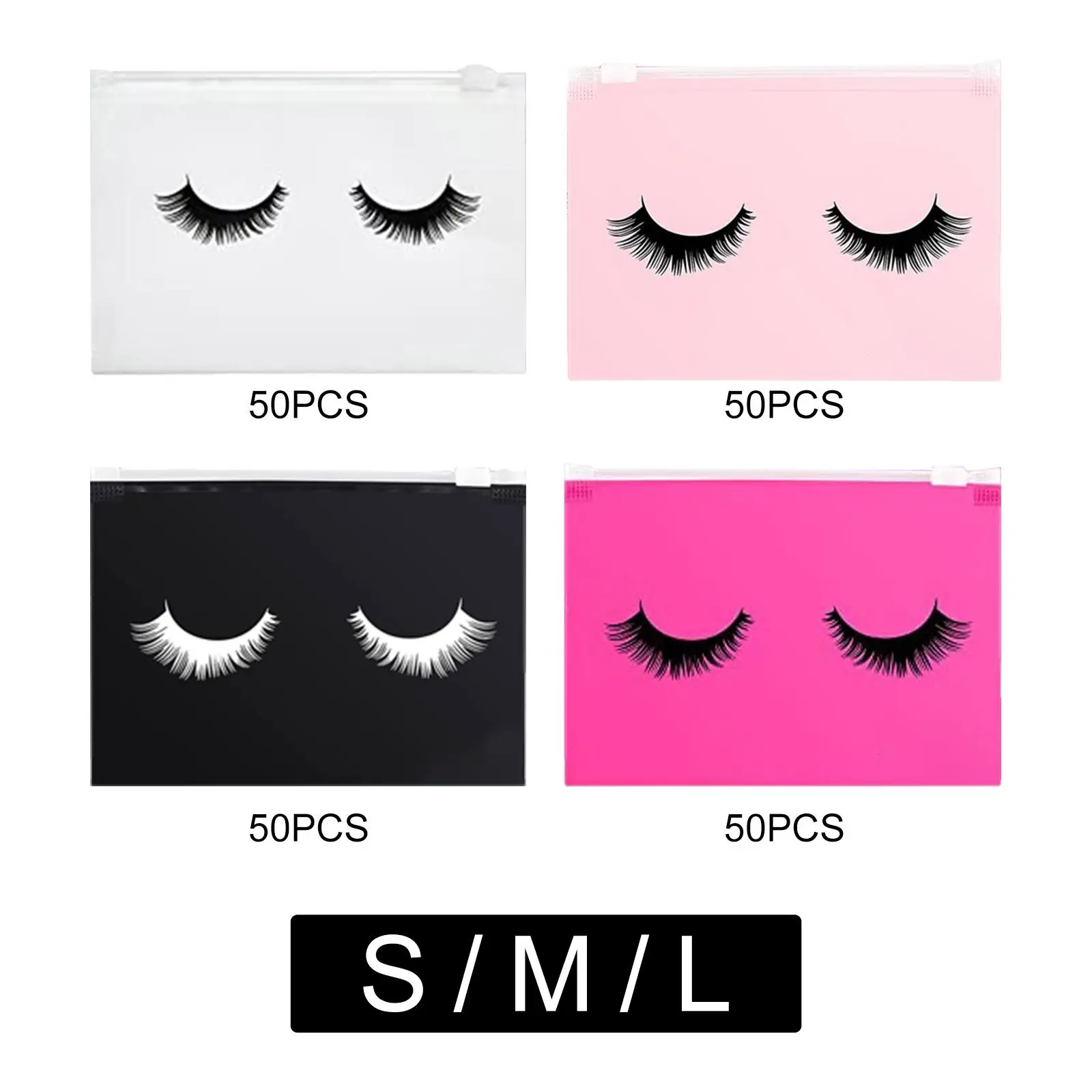 50 Pieces Eyelash Bags Eyelash Makeup Bags with Zipper Cute Patterns Toiletry