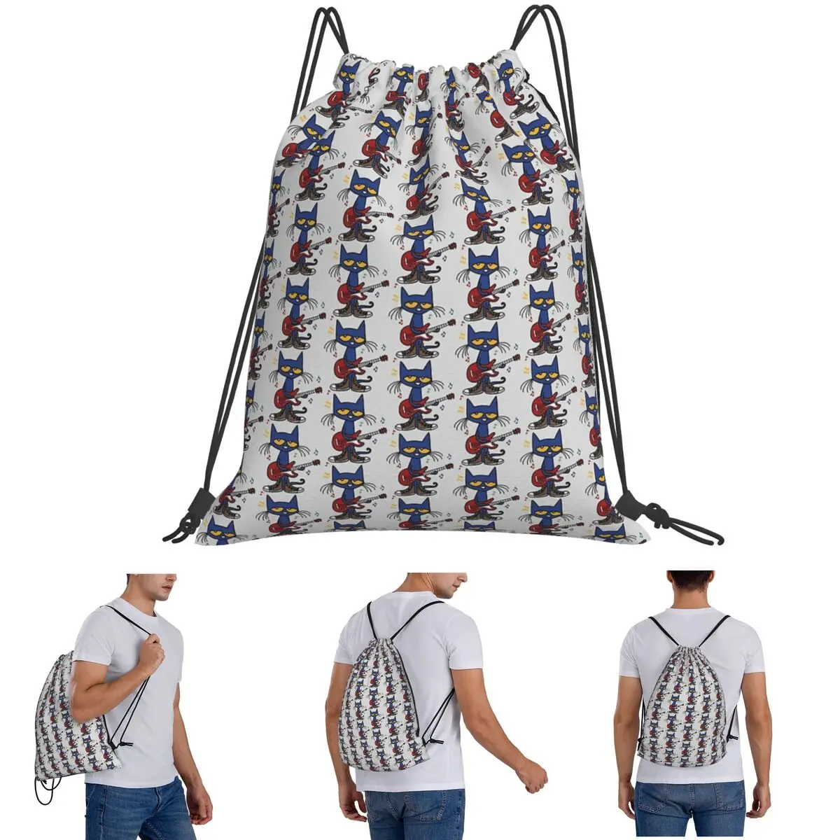 

Pete The Cat Singing Backpacks Multi-function Drawstring Bags Sports Bag Book Bags For Travel School