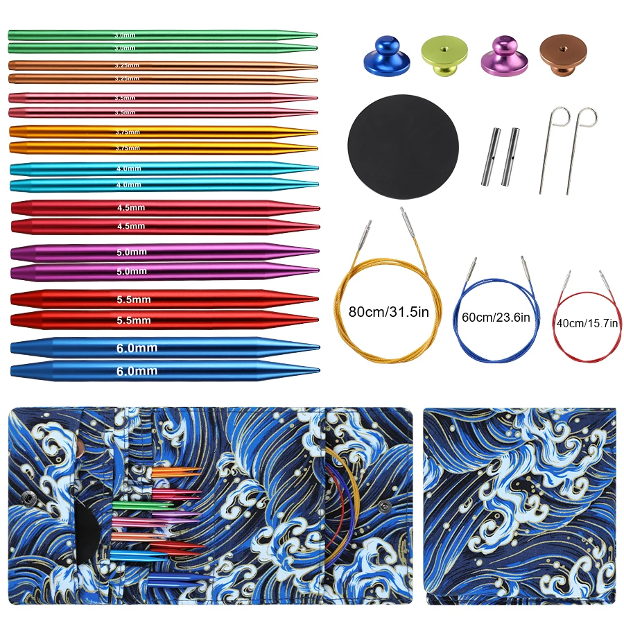 

Съемные круглые спицы Blue Ocean Wave, набор аксессуаров для вращающегося шнура игольной пробки