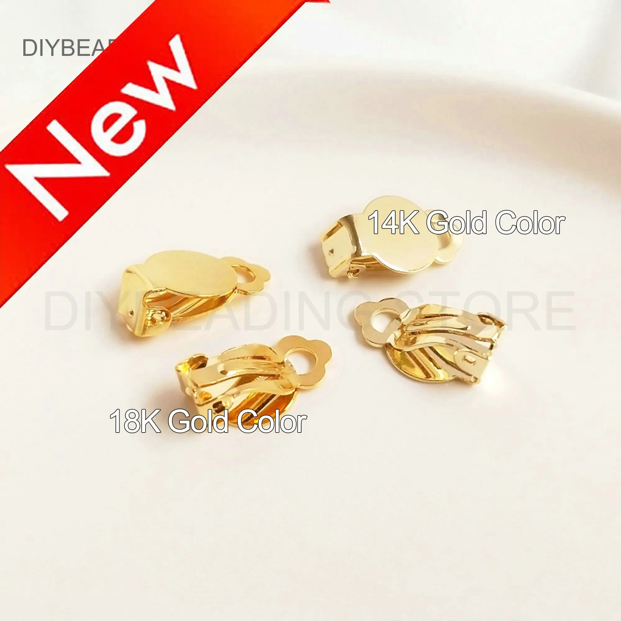 

Hypoallergenic Clip on Earrings for Jewelry Making 14K/18K Gold Plated Non Pierced Earring Base, Glue on Pad Blank Setting