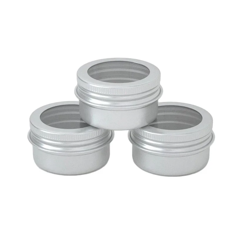 10-100pcs 5g Mini Empty Aluminum Tin Jars With Window Cosmetic Container Cream Box Nail Art Lip Balm Gloss Packaging Candle Jars