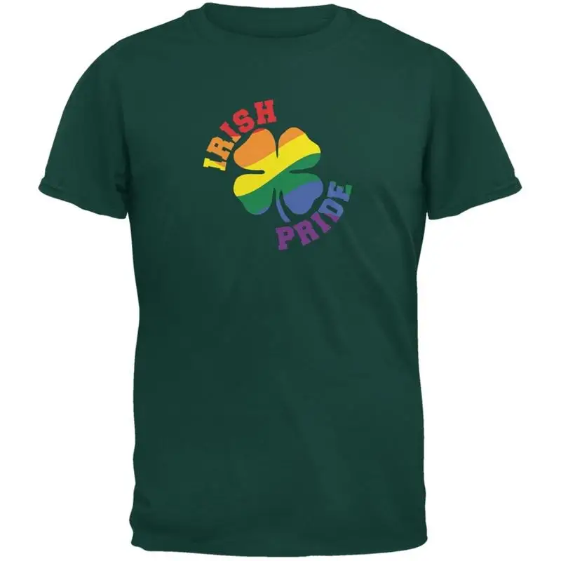 

St Patricks Day Gay Irish Pride Shamrock Forest Green Adult T Shirt