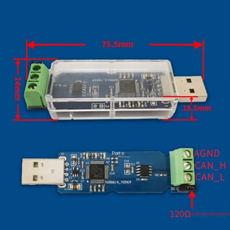 Canable USB to CAN Module, CAN Debug Adapter, Bus Analyzer, Debugging Assistant, Versão Não Isolada