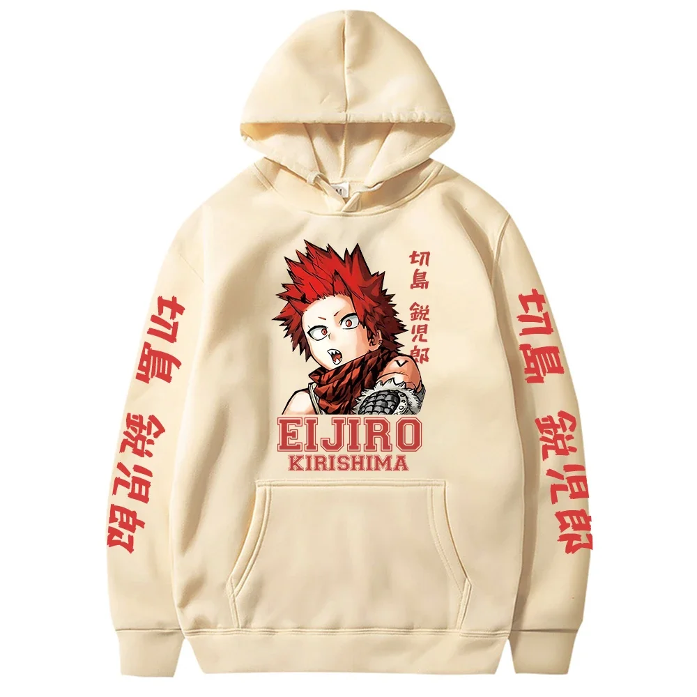 Anime My Hero Academia Hoodies Men Eijiro Kirishima Harajuku Hooded Sweatshirt Y2K Casual Hip Hop Streetwear Pullover Shirt Tops