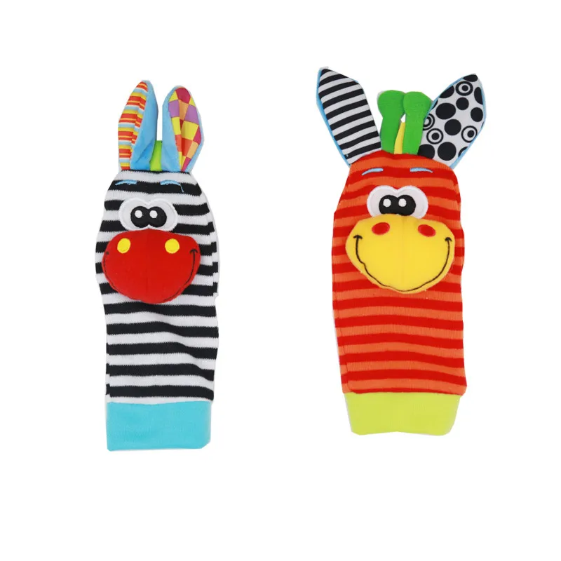 Cartoon Plush Socks Wrist Strap Rattles Baby Toys Newborn Infant Kids Animal Sock Foot Finder Toy Gift Soft Rattle 0-36 Months