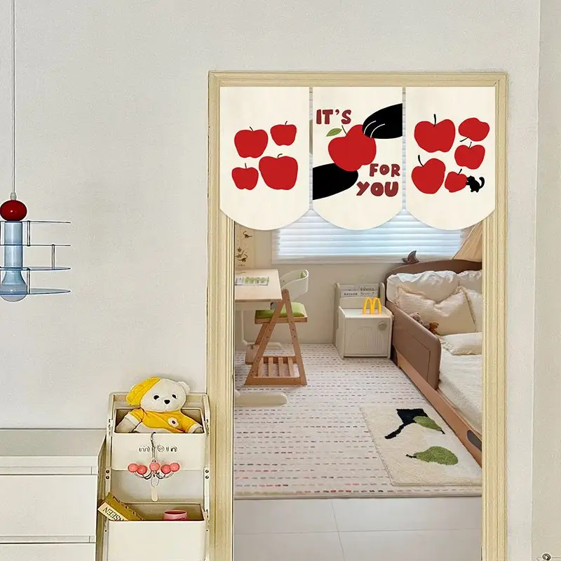 VIKAMA Red Apple Triangular Curtain Cute Fruit It Is For You Childrens Room Kitchen Window Valance Banner Decor Unique Gift Soft