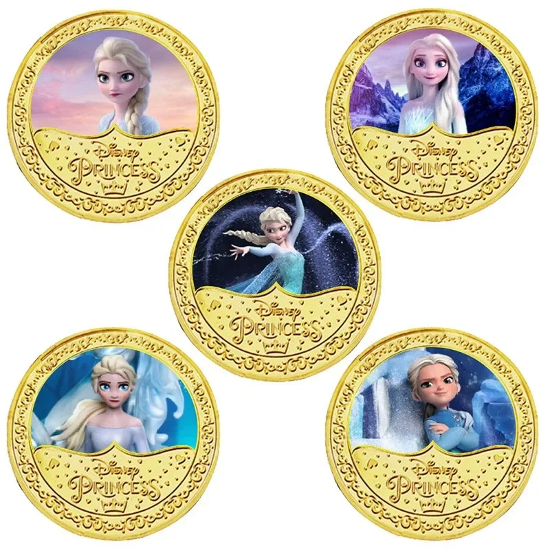 

New Frozen Princess Elsa Commemorative Coin Metal Coin Disney Cartoon Movie Character Lucky Coin Collection Coins Children Gift