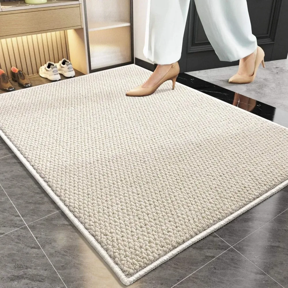 Cuttable Sisal Style Entryway Mat Washable Dirt Resistant Door Rug Non Slip Floor Carpet Indoor Home Entrance Decor