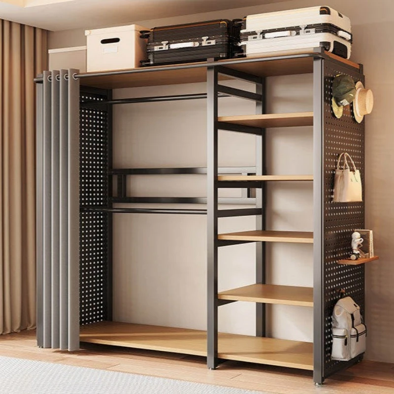 ek-bedroom minimalist clothes closet multifunctional metal black wardrobe modern simple penderie vêtement interior furniture-