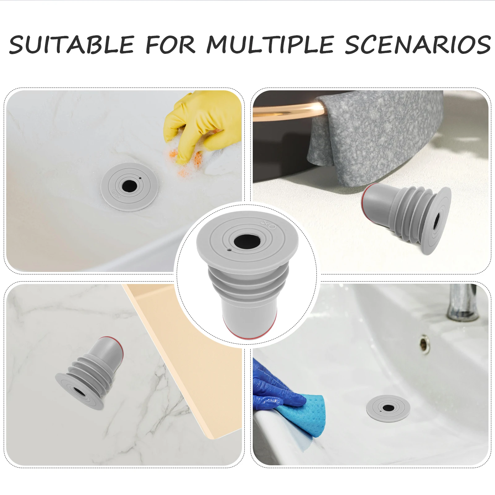 

Odor Sealing Ring Gray Silicone /50mm Drain Stopper Backflow Preventer Shower Hose Kitchen Sink Sewer Cores Floor Plug
