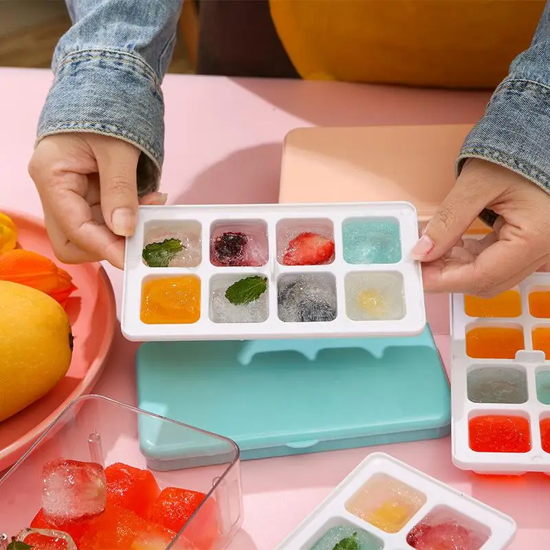 Press-down Ice Cube Tray For Home Refrigerators Kitchen Ice Storage Box With Lid Ice Maker Mold
