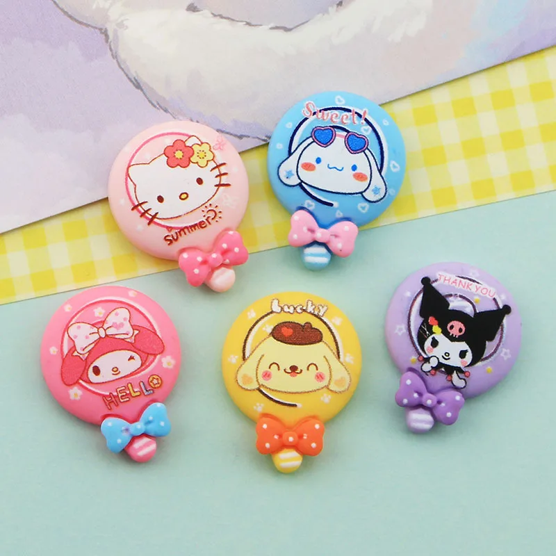 10Pcs Kawaii Anime Sanrios Inkjet Cartoon Balloon DIY Cream Gum Phone Shell Patch Creative Cute Hairpin Resin Accessories Toys